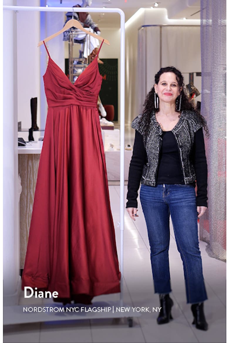Long Satin Dress with Side Slit and V Shaped Back video