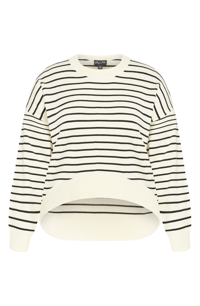 City Chic Nia Stripe High-Low Sweater, Alternate, color, Stripe