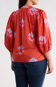 SUGARLIPS Cheney Floral Split Neck Top