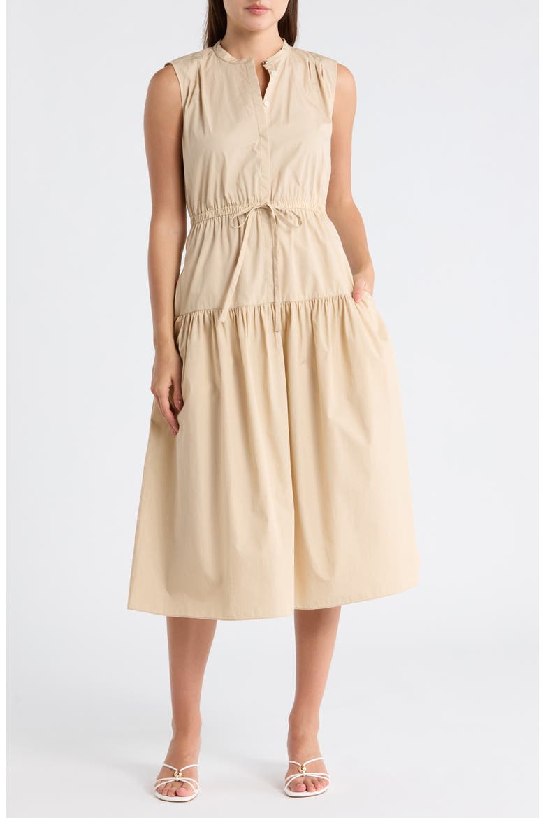 Margaret Sleeveless Poplin Midi Dress, Main, color, SAFARI