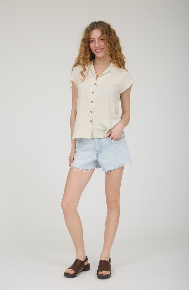Blu Pepper Short Sleeve Button Front Shirt, Alternate, color, Natural