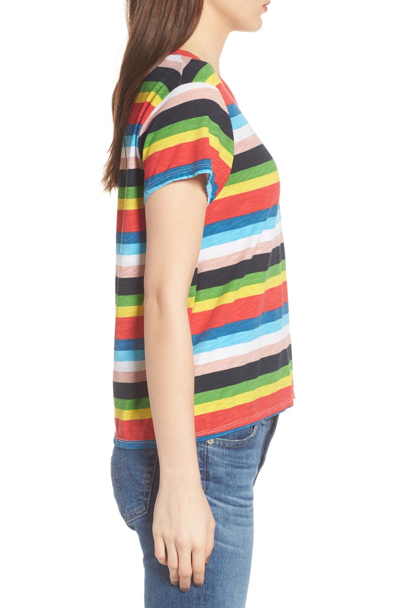 Pam & Gela Rainbow Stripe Ringer Tee, Alternate, color, 