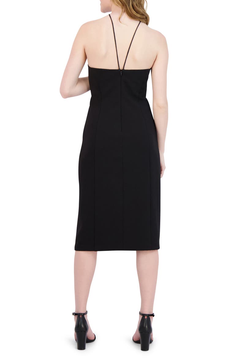 Halter Neck Sheath Midi Dress, Alternate, color, BLACK