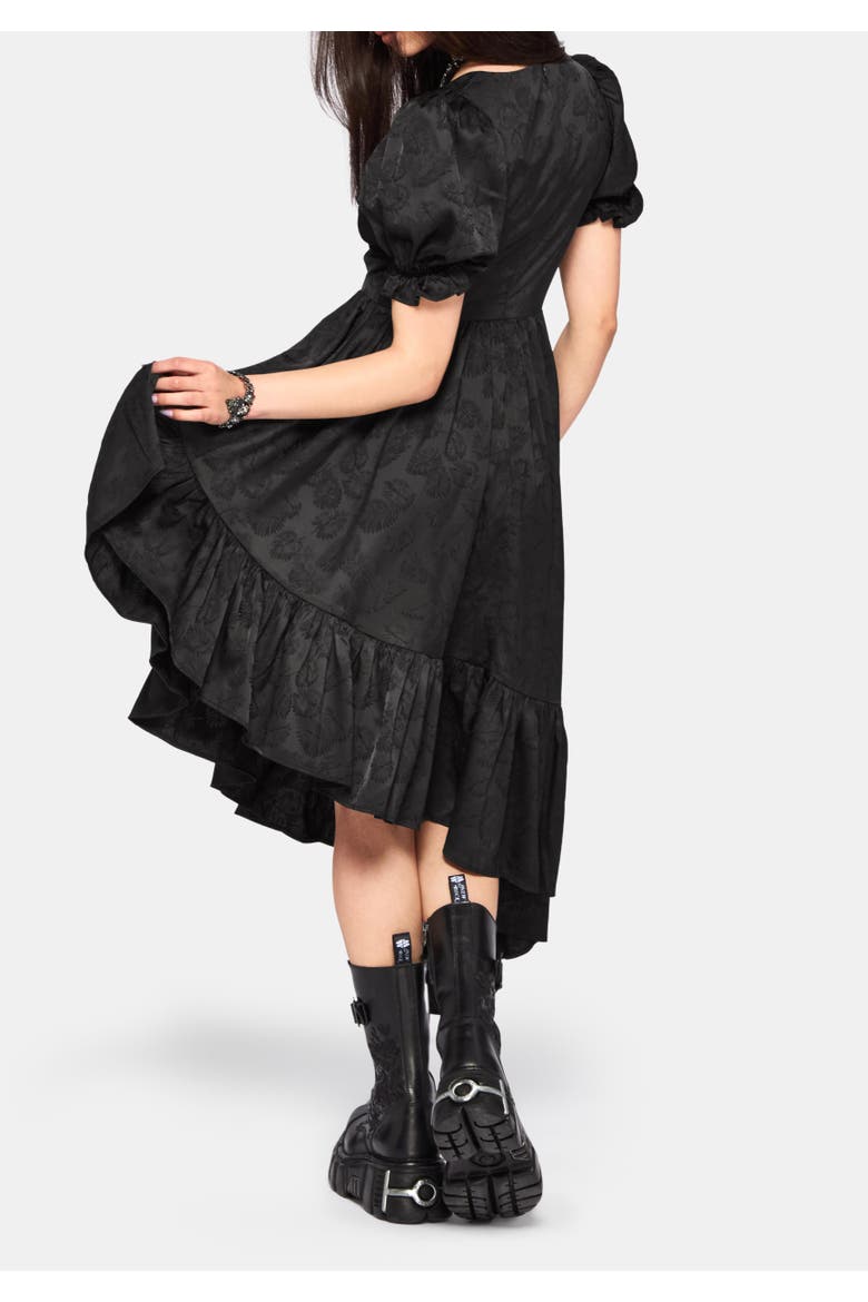 Elaria Jacquard Asymmetric Midaxi Dress, Alternate, color, Black
