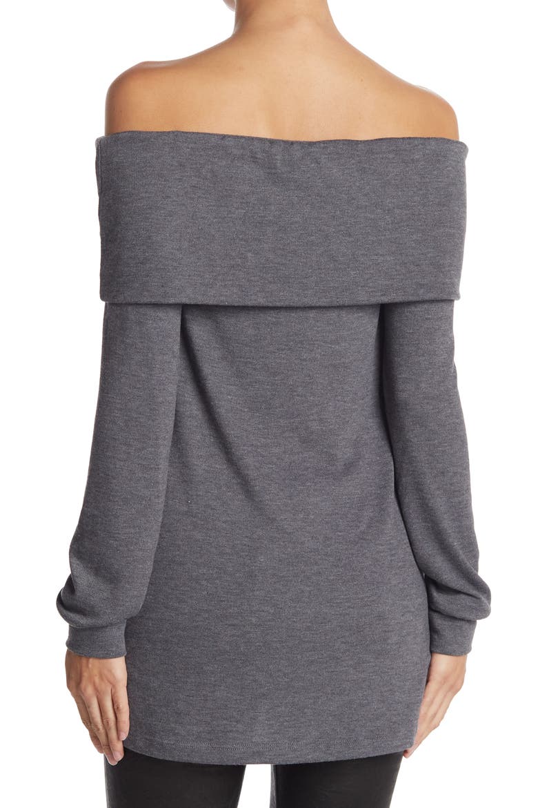 Popover Off-the-Shoulder Sweater, Alternate, color, CHARCOAL