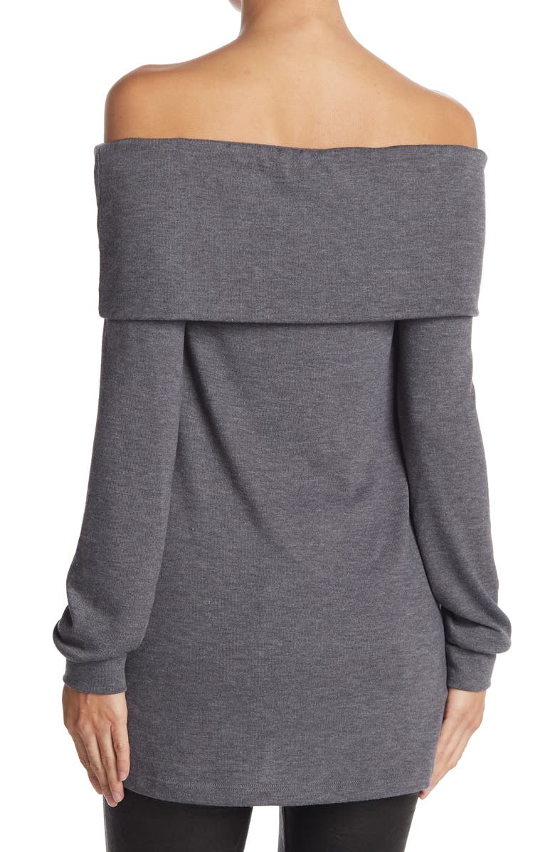 GO COUTURE Popover Off-the-Shoulder Sweater, Alternate, color, Charcoal