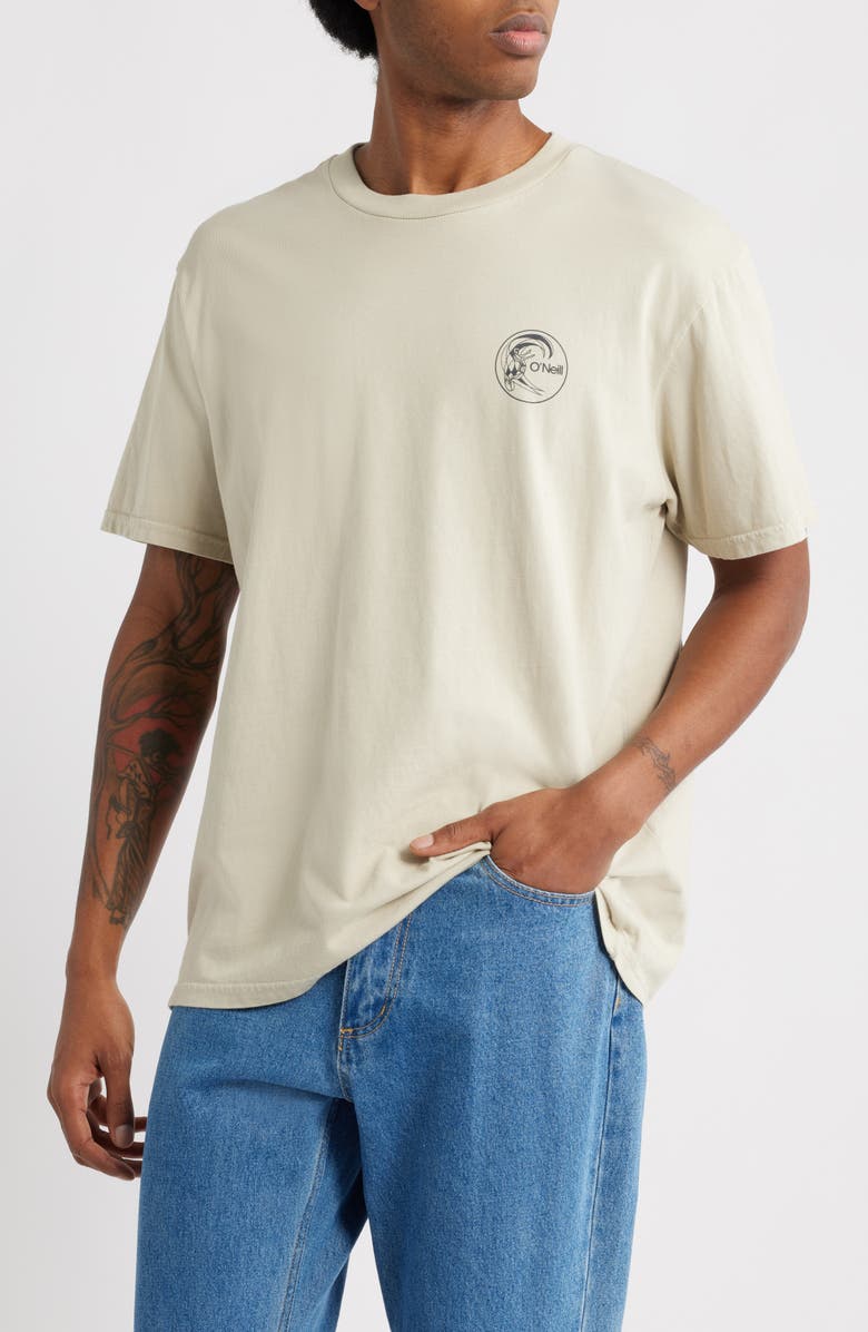 O
Neill OG Circle Surfer Logo Graphic T-Shirt, Main, color, Light Khaki