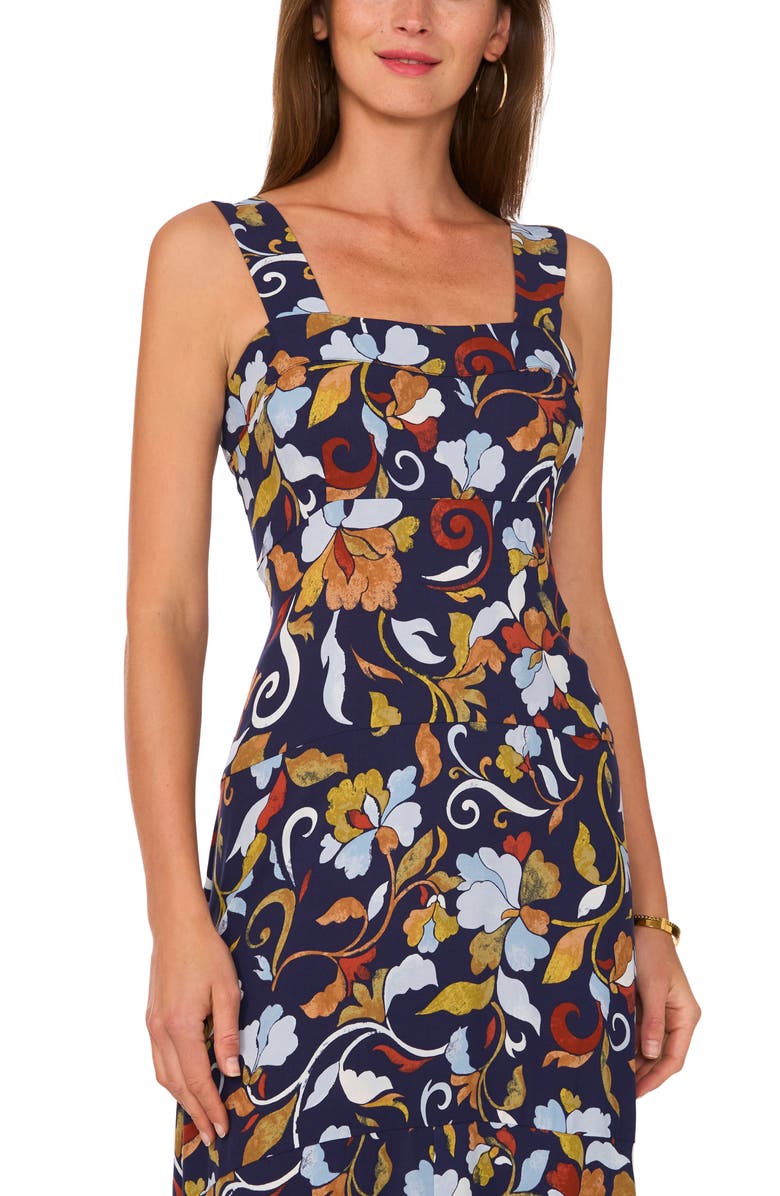Vince Camuto Print Sleeveless Tiered Maxi Dress, Alternate, color, Classic Navy
