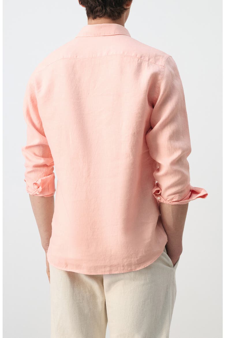 Long Sleeve Linen Polo Shirt, Alternate, color, SALMON