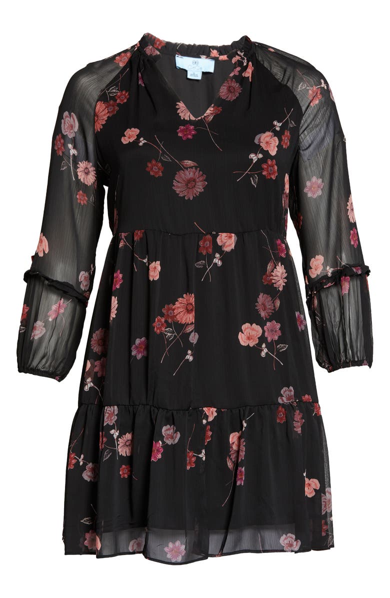 CeCe Floral Print Long Sleeve Babydoll Dress, Alternate, color,