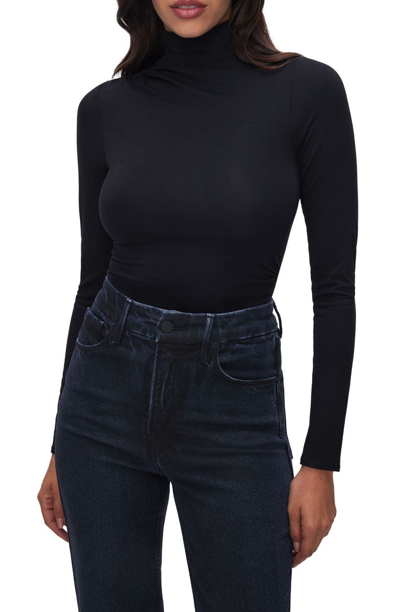 Good American Ruched Turtleneck Bodysuit, Main, color,