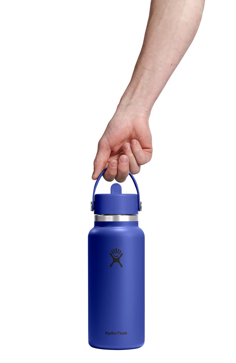 Hydro Flask 32-Ounce Wide Mouth Flex Straw Cap Bottle, Alternate, color, Capri Blue