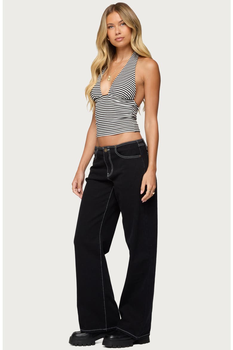 Sage Stripe Halter Top, Alternate, color, BLACK-AND-WHITE