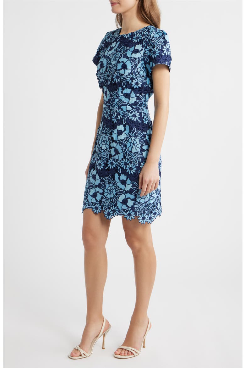 Floral Denim Embroidered Minidress, Alternate, color, DENIM