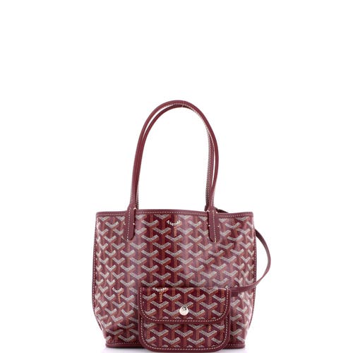 Pre-owned Goyard Goyard Anjou Reversible Tote Coated Canvas Mini In Burgundy