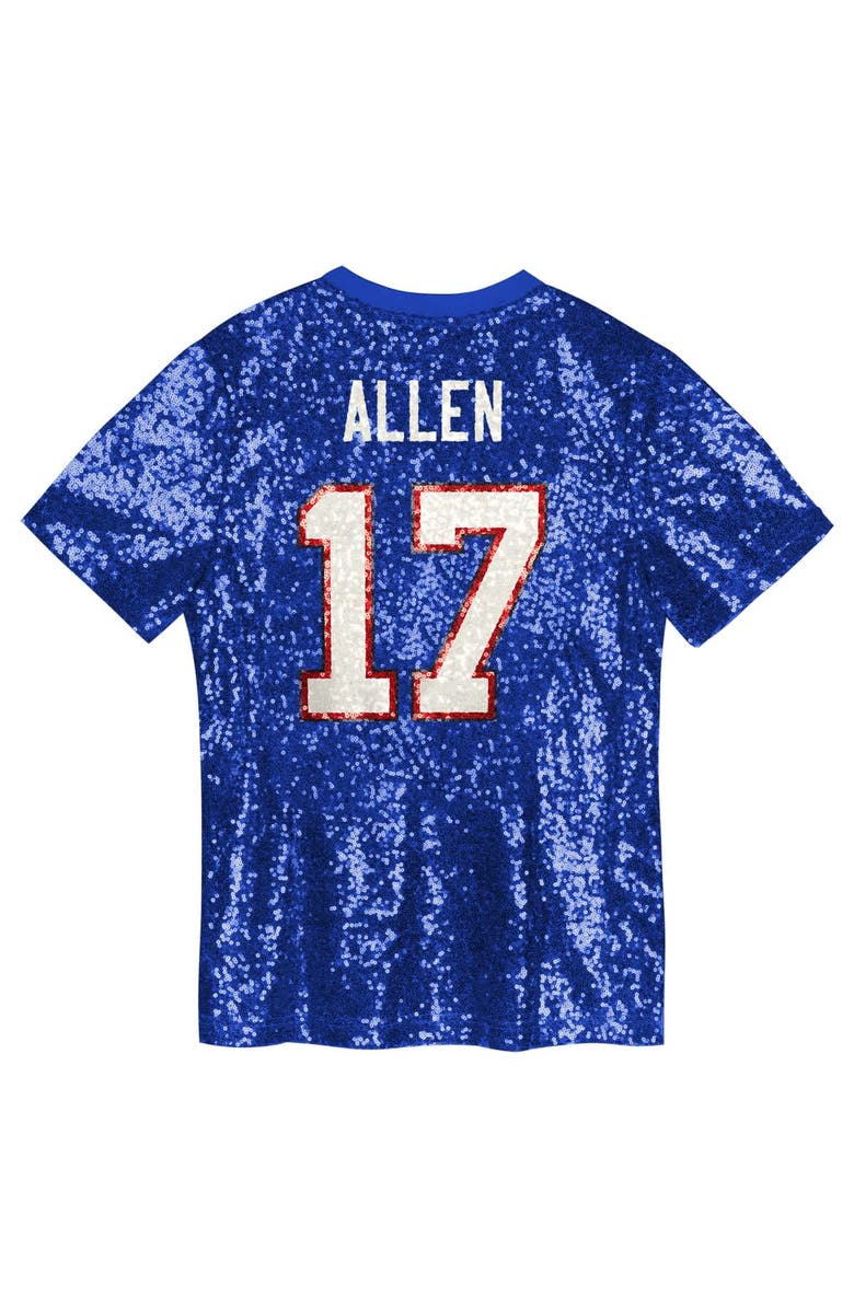 Outerstuff Girls Youth Josh Allen Royal Buffalo Bills Sequin V-Neck Fashion Jersey, Alternate, color, Royal