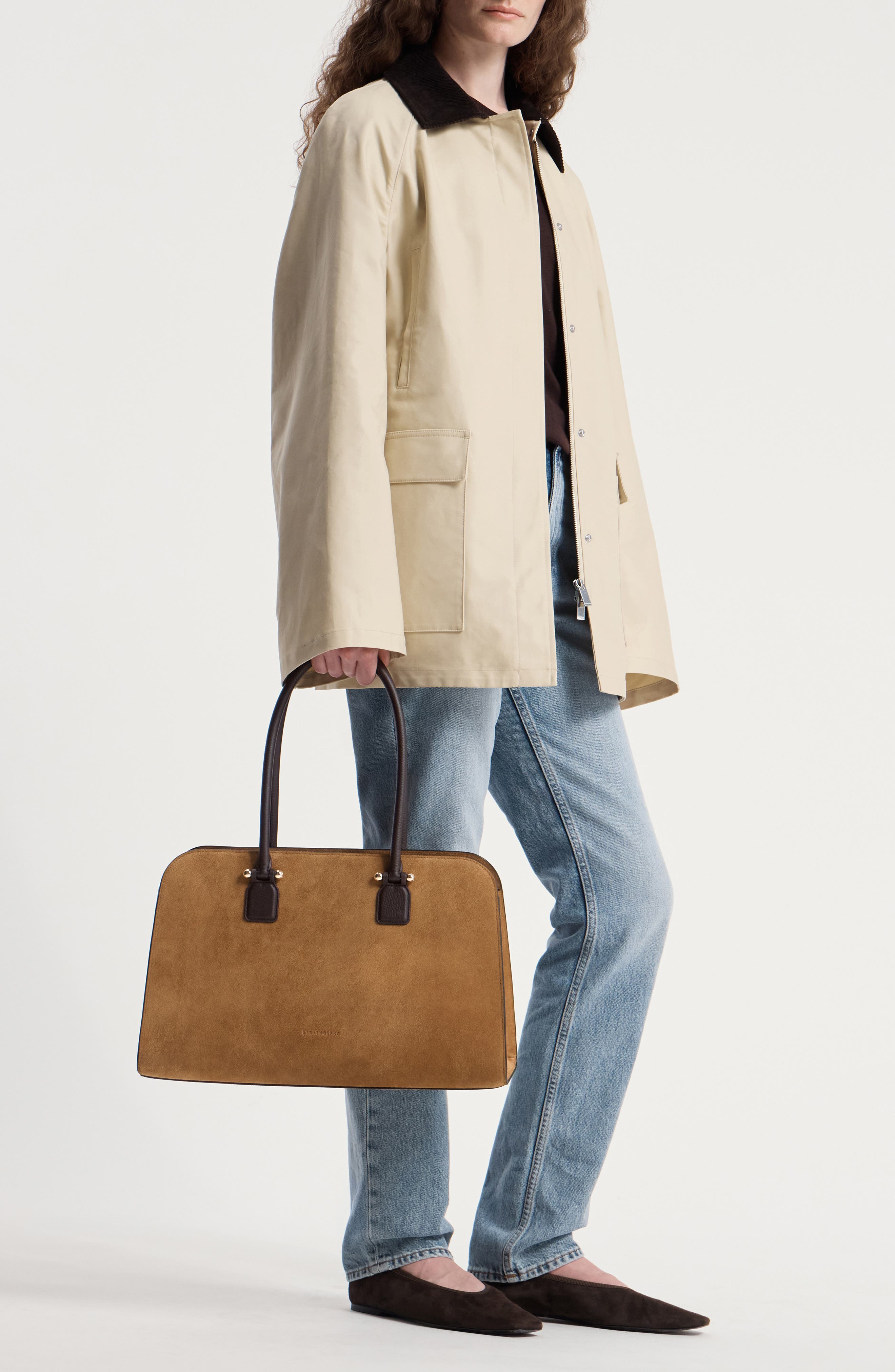 Maxi Georgia Suede Bag, Alternate, color, TOFFEE/ ESPRESSO