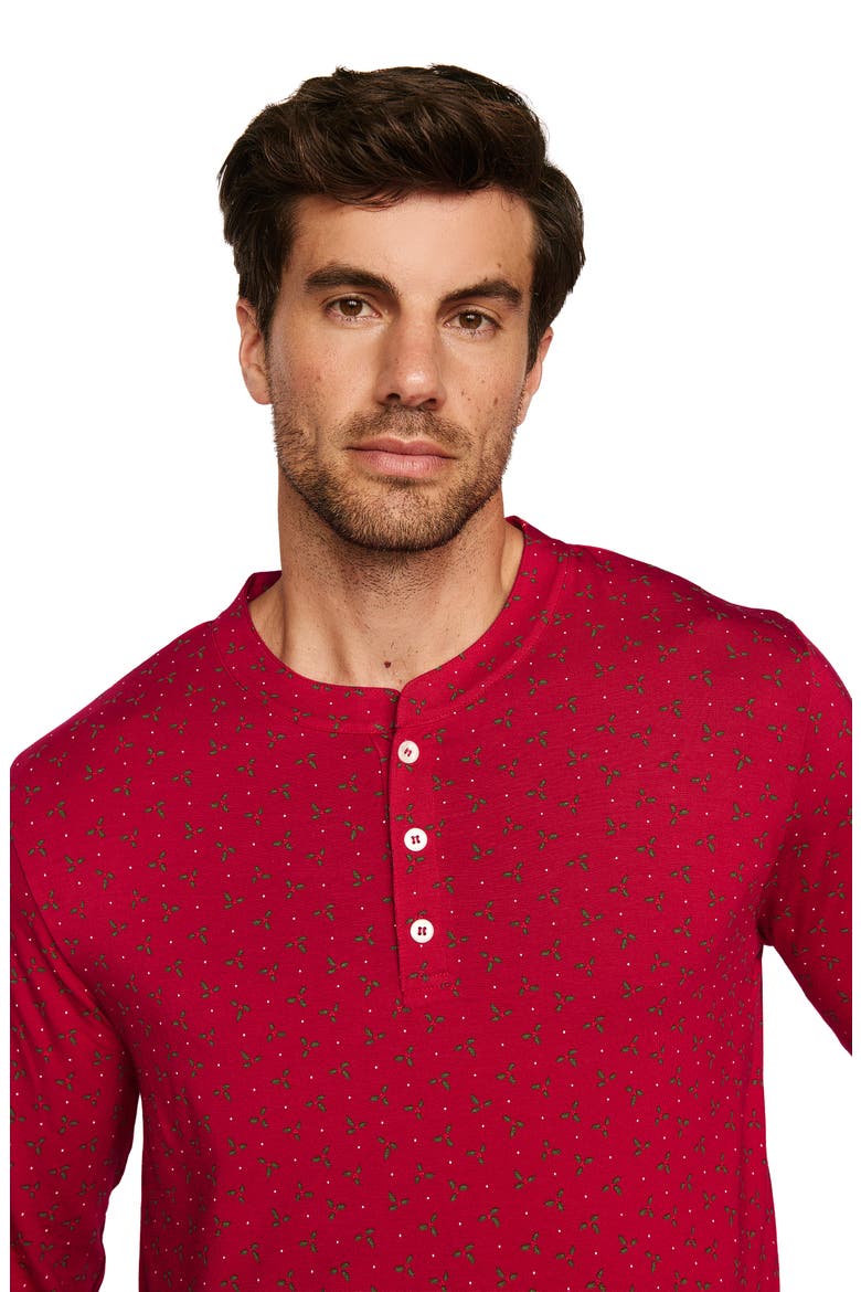 Henry Print Jersey Long Pajamas, Alternate, color, HOLLYBERRY HOLLY RED