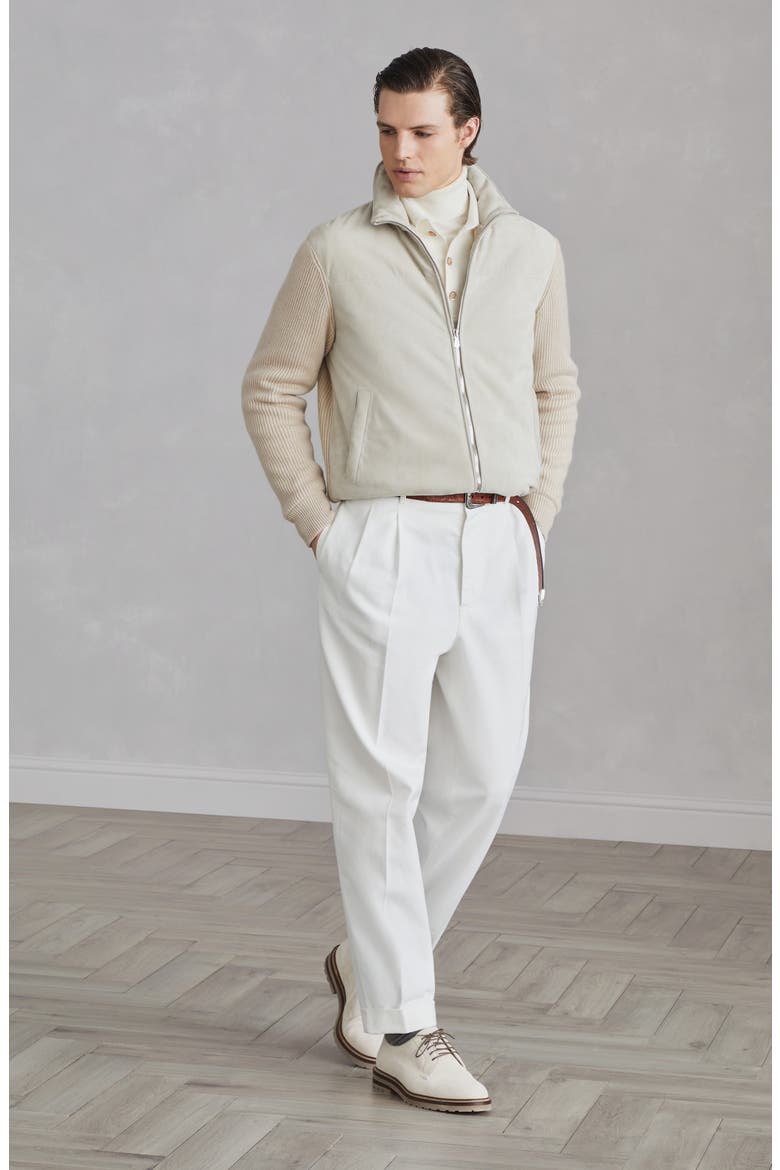 Suede bomber jacket with quilting, Alternate, color, Natural