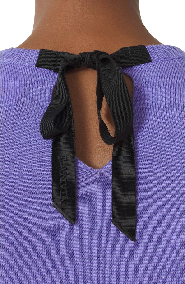 Lanvin Purple Wool Sweater With Grosgrain Detail, Alternate, color, Lilac