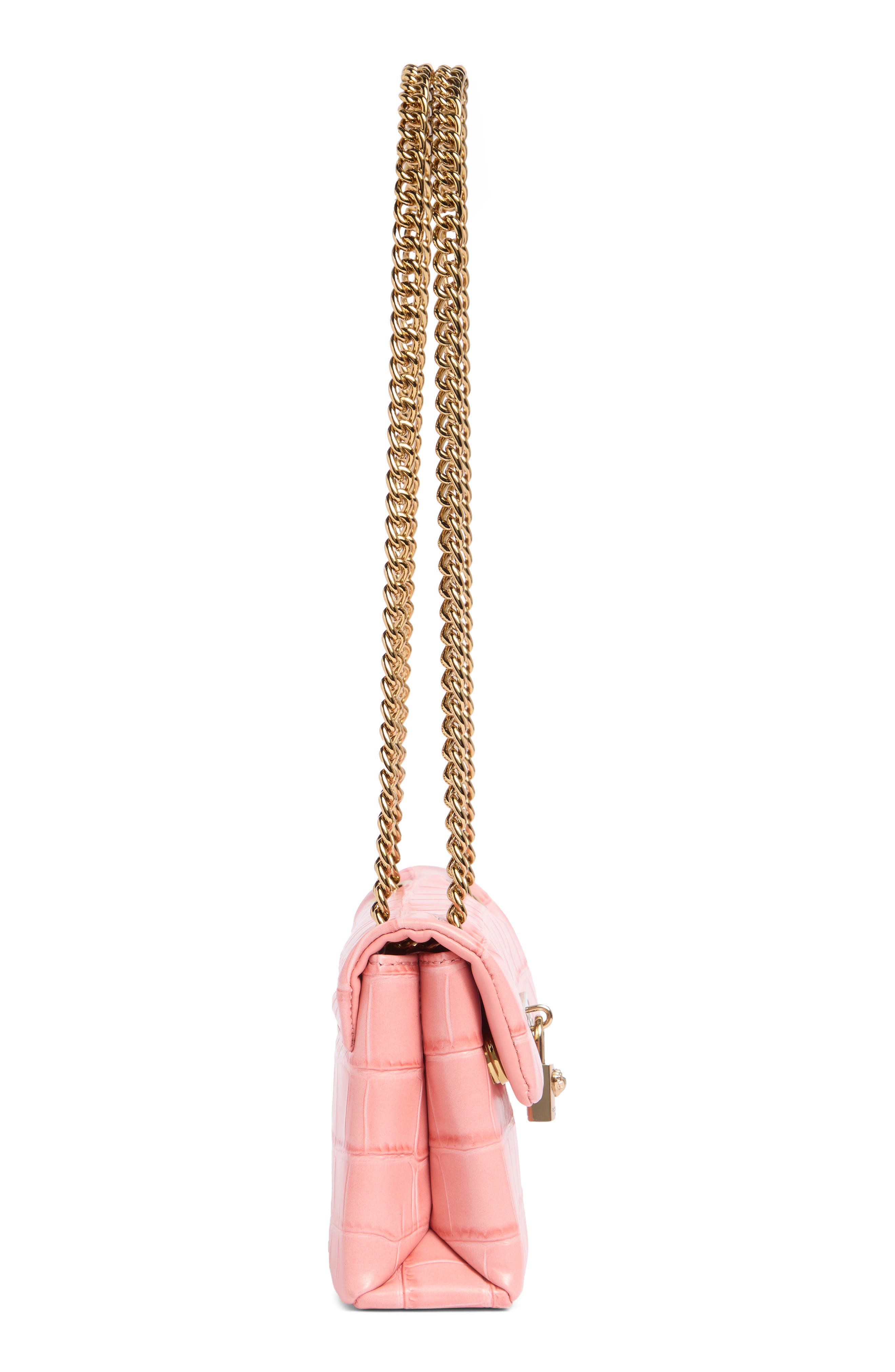 Mini Brixton Croc Embossed Leather Crossbody Bag, Alternate, color, PINK