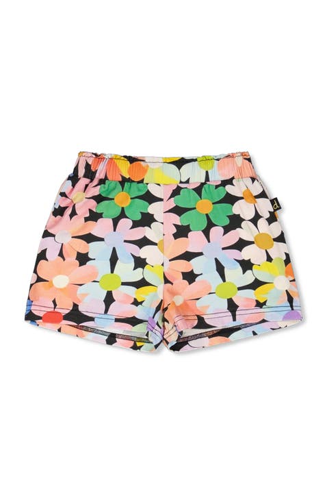 Jersey Flat Elastic Waist Flowers Shorts (Toddler, Little Kid & Big Kid)