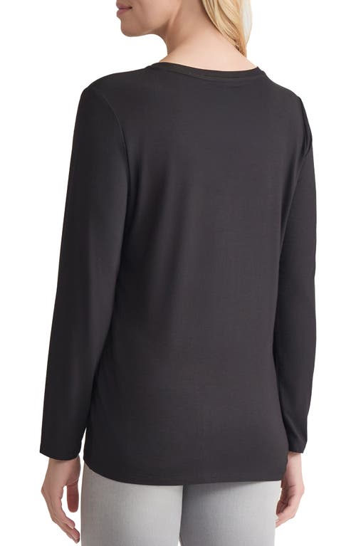 Jones New York Crewneck Long Sleeve T-shirt In Black