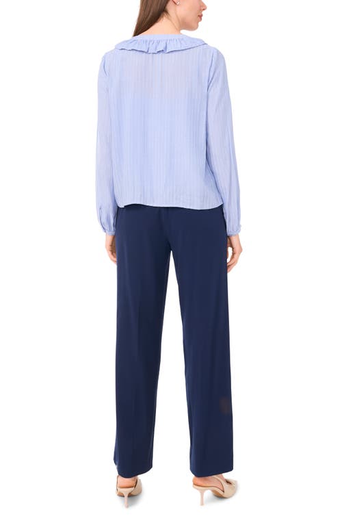 Halogen ® Ruffle Placket Stripe Button-up Shirt In Blue