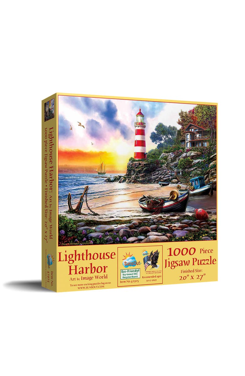 Sunsout Lighthouse Harbor 1000 piece Jigsaw Puzzle for Adults, Main, color, Multicolor