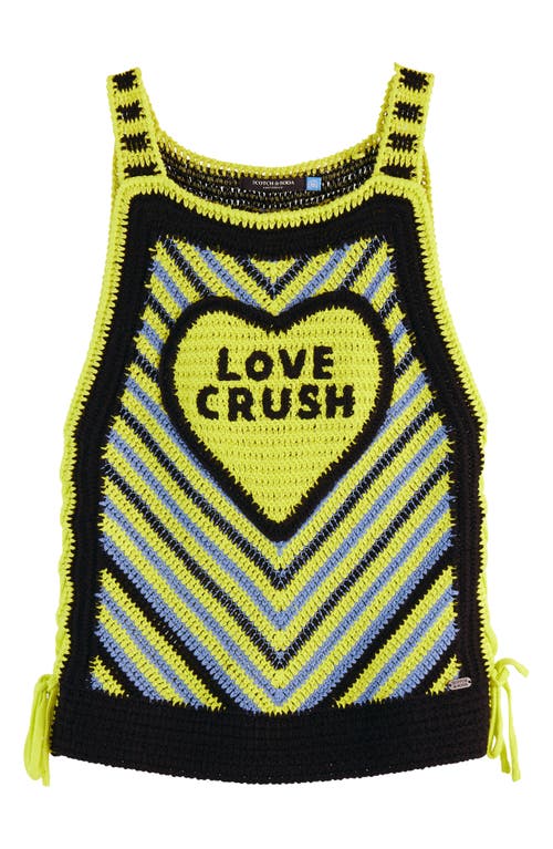 Scotch & Soda Stripe Crochet Knit Graphic Sweater Vest In Washed Black