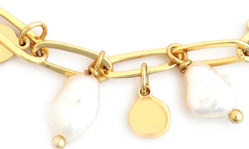 Panacea Freshwater Pearl Charm Bracelet In Gold