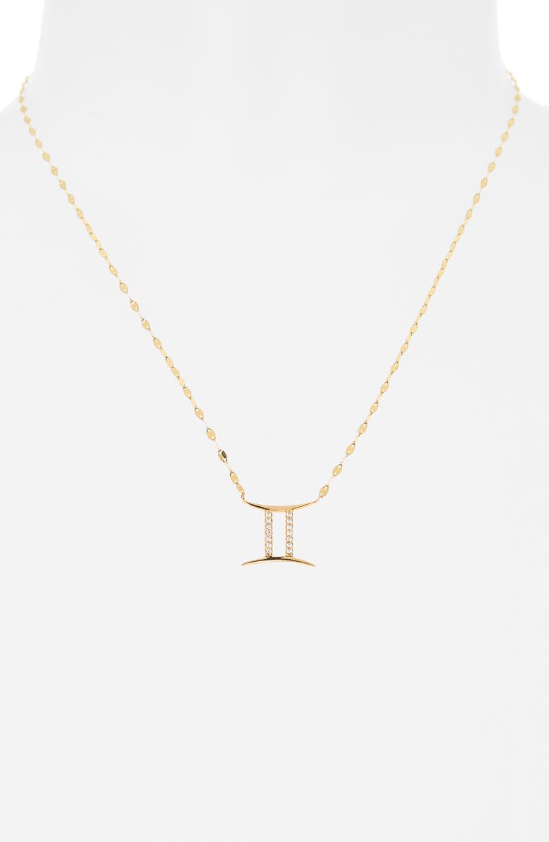 LANA 14K Gold Diamond Zodiac Gemini Pendant Necklace - 0.112ct., Alternate, color, 
