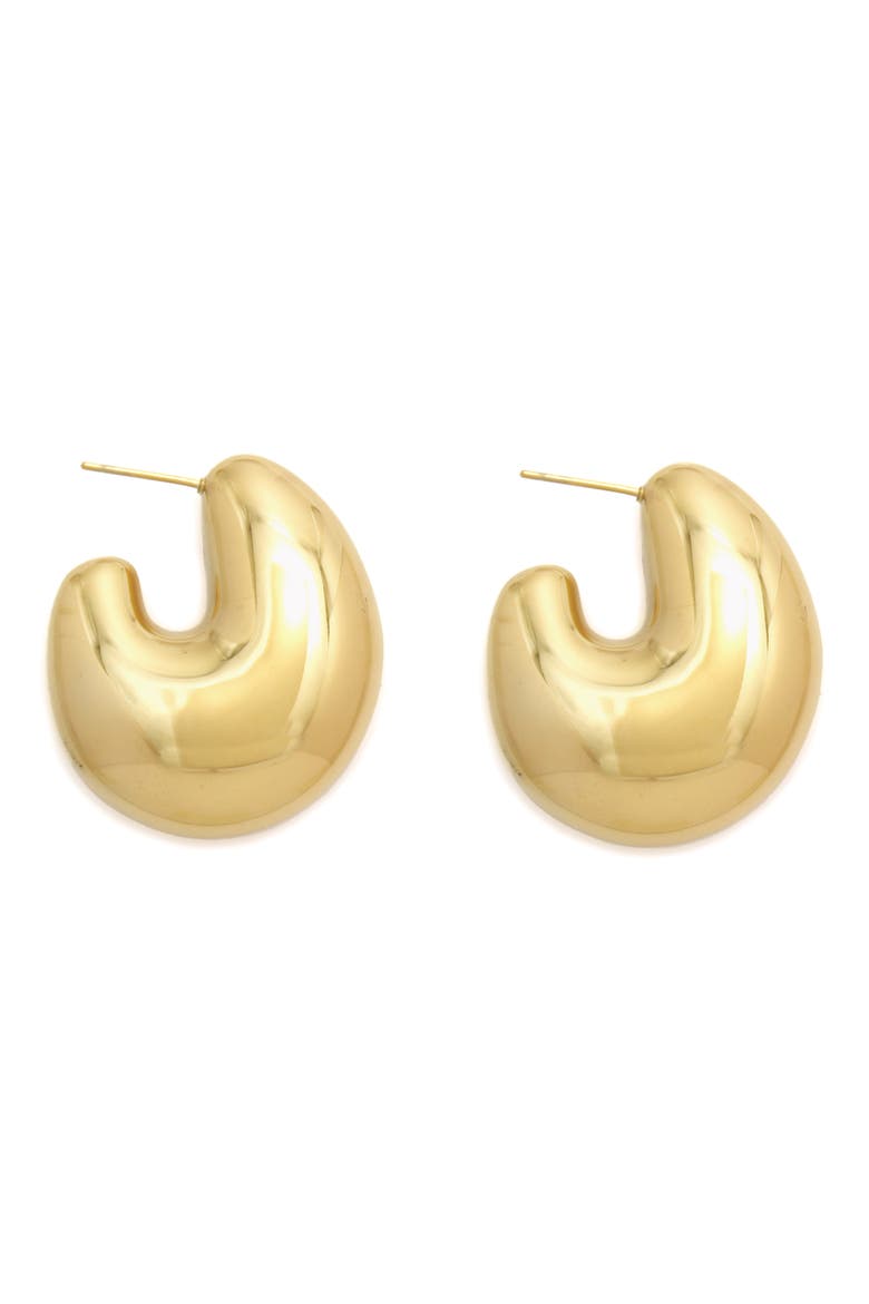Bean Hoop Earrings, Main, color, GOLD