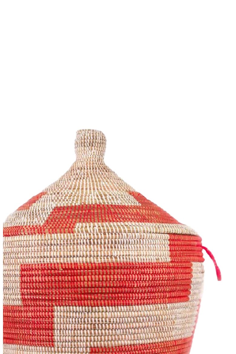 Dou Lid Storage Basket Stripe Red Low Storage, Alternate, color, Red Stripe