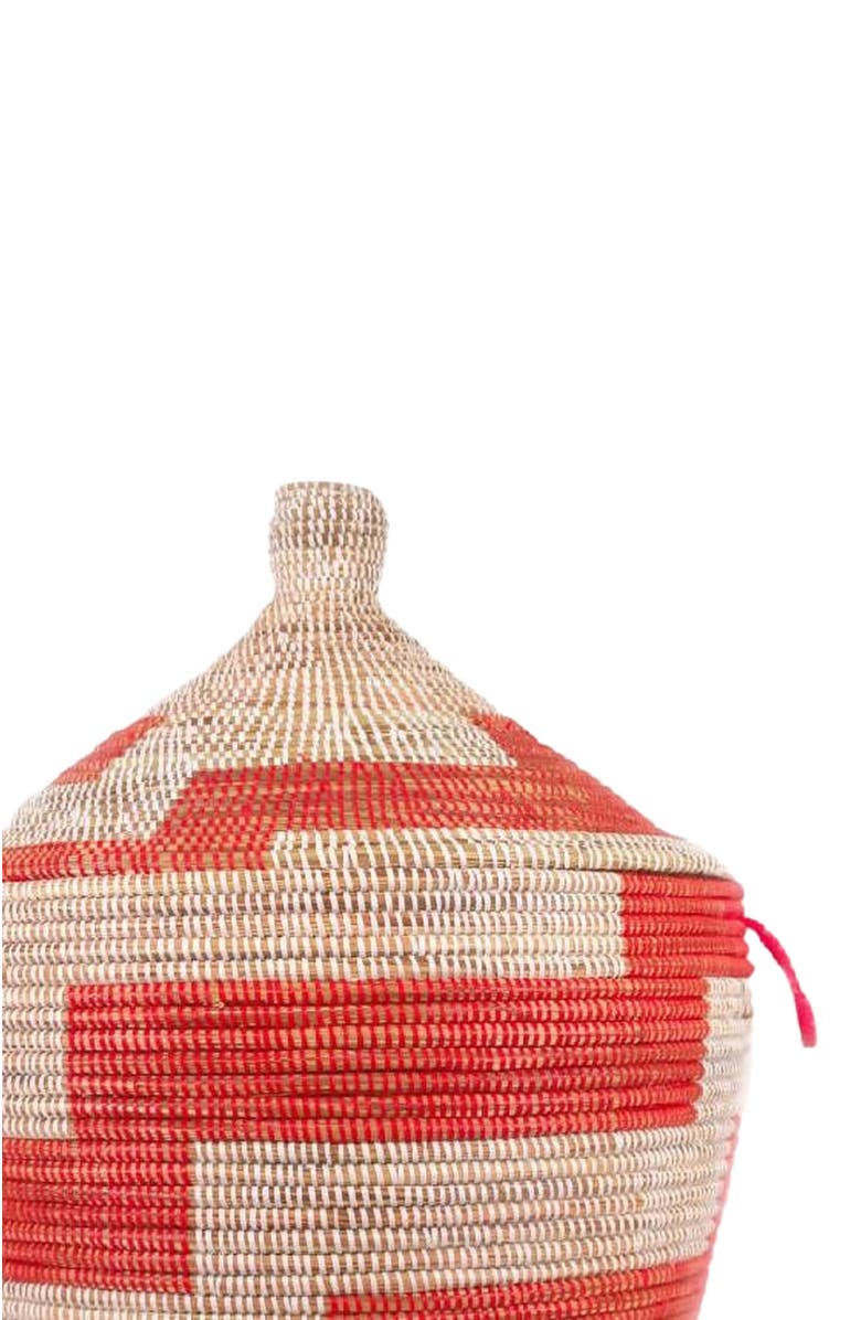 Mbare Dou Lid Storage Basket Stripe Red Low Storage, Alternate, color, Red Stripe