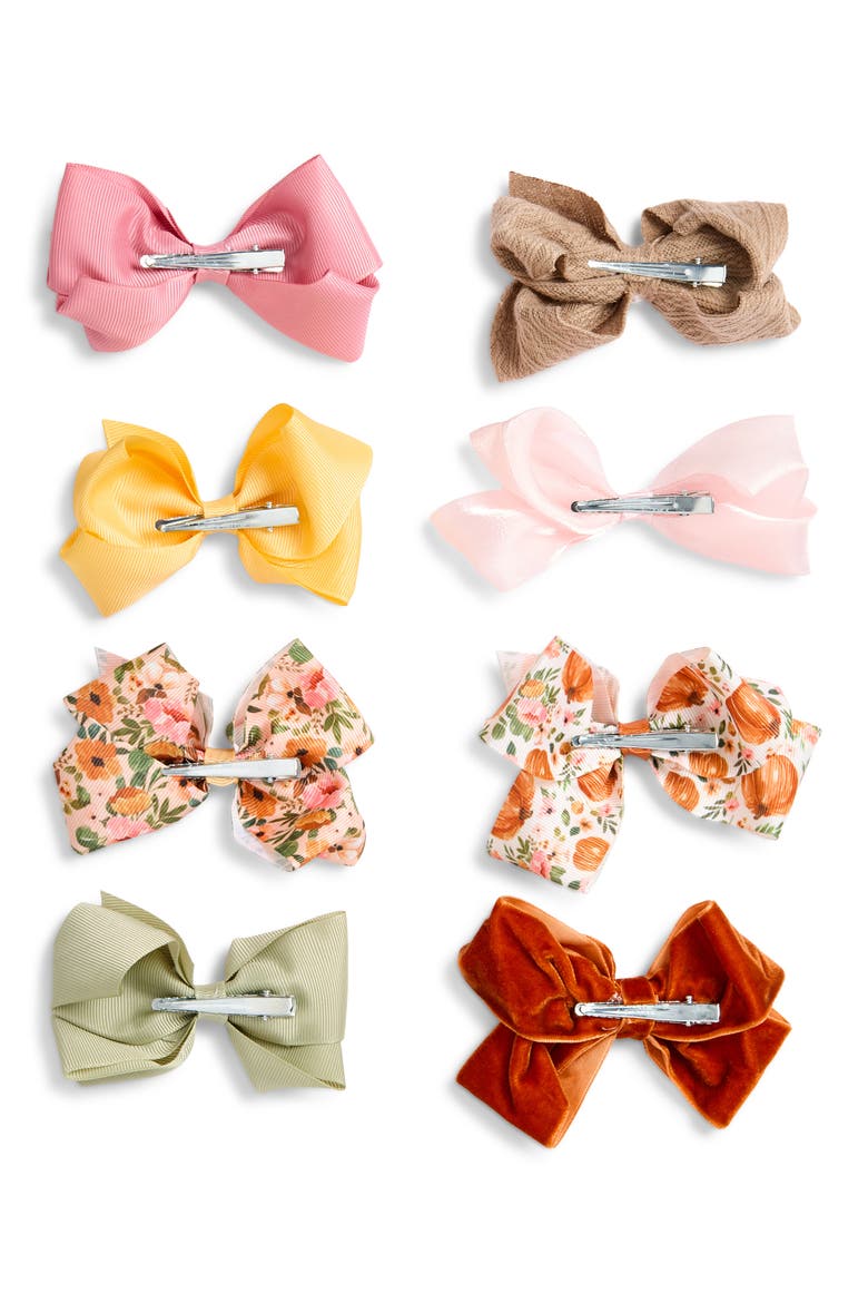 8-Pack Harvest Bow Clips, Alternate, color, ORANGE COMBO