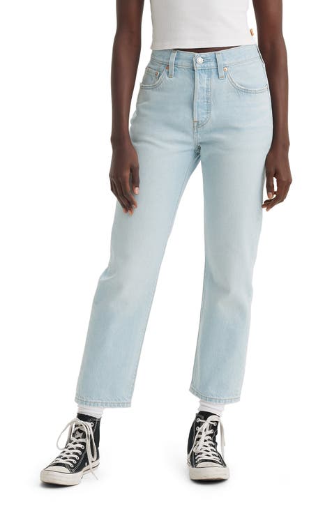 Levi's 501 Straight Leg Wear on sale & Tear Raw Hem Distressed Jeans