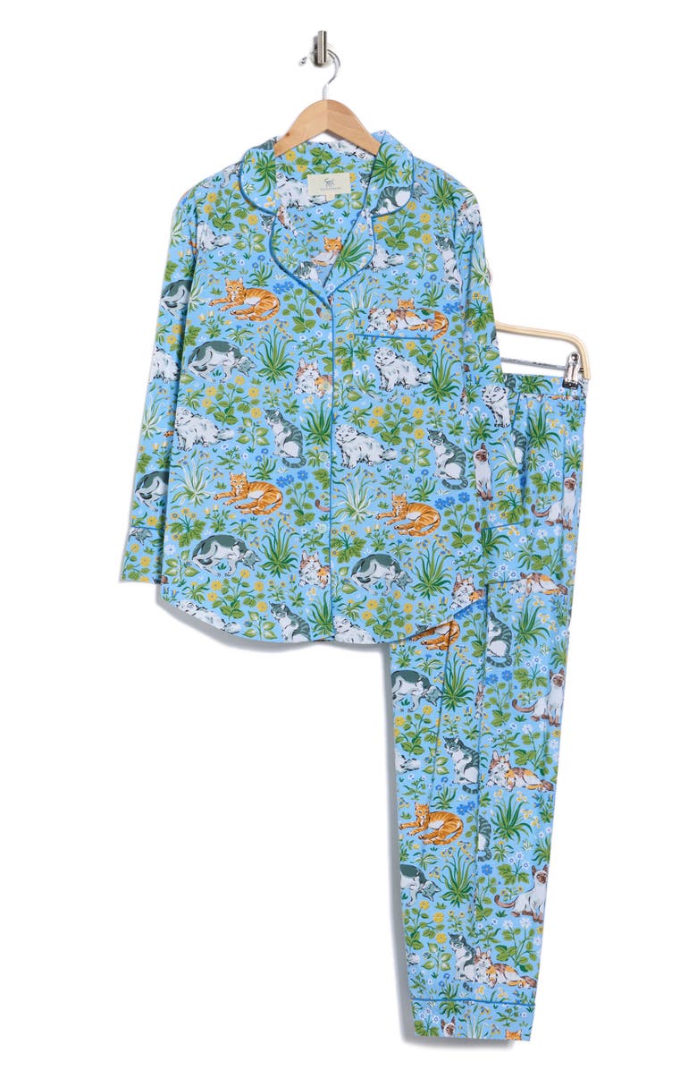 Printfresh Print Long Pajamas, Alternate, color, Cornflower