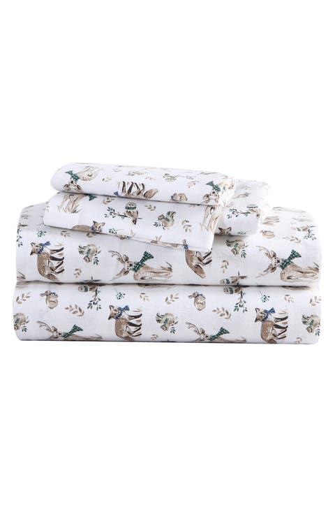 Woodland Friends Cotton Flannel Sheet Set