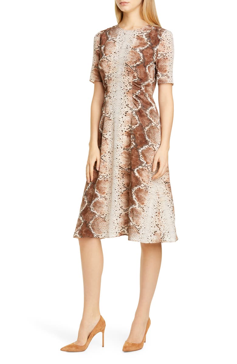 Altuzarra Snakeskin Print A-Line Silk Dress, Main, color,
