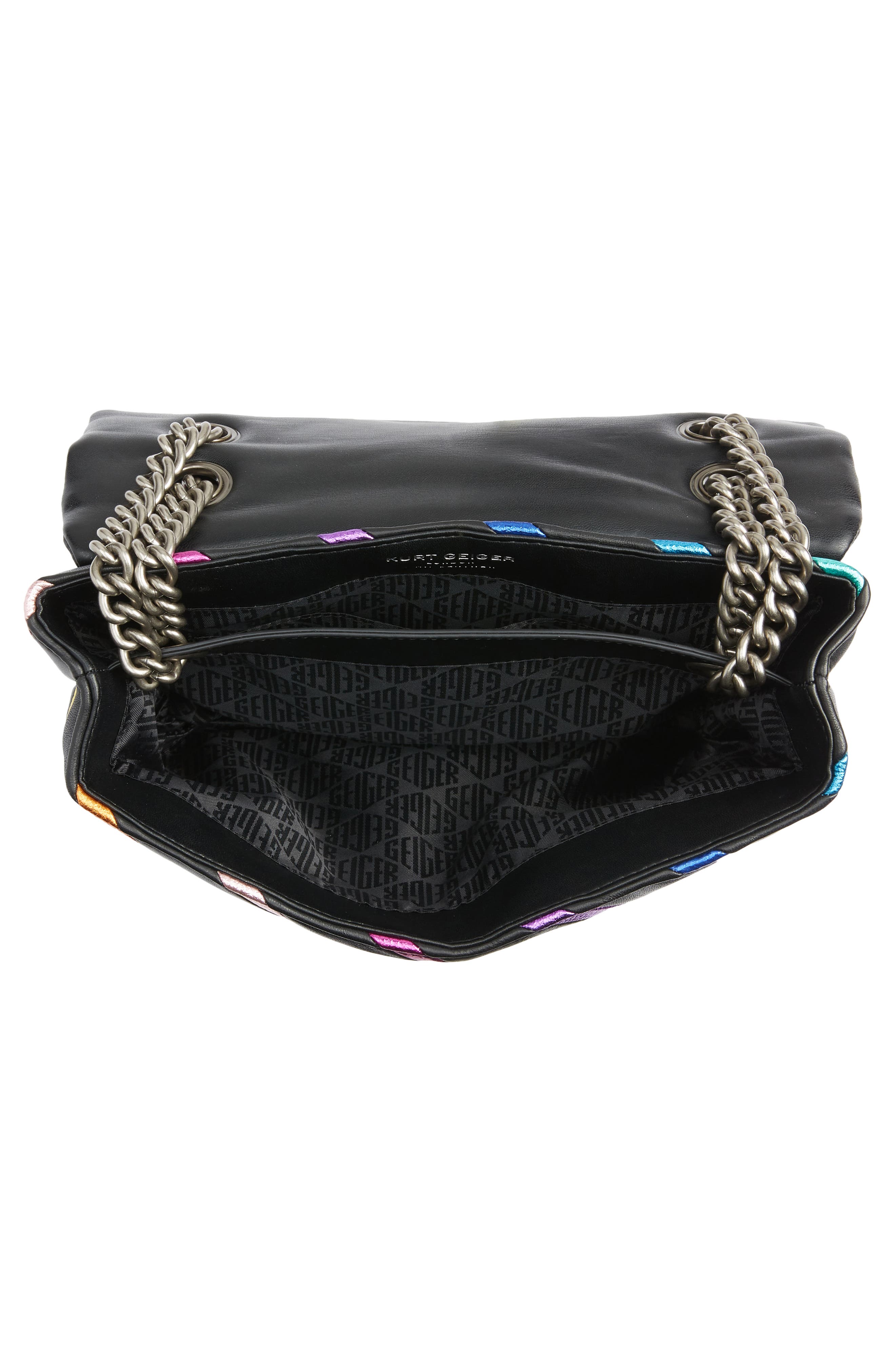 Kurt Geiger London Large Kensington Rainbow Stripe Leather Shoulder Bag, Alternate, color, 