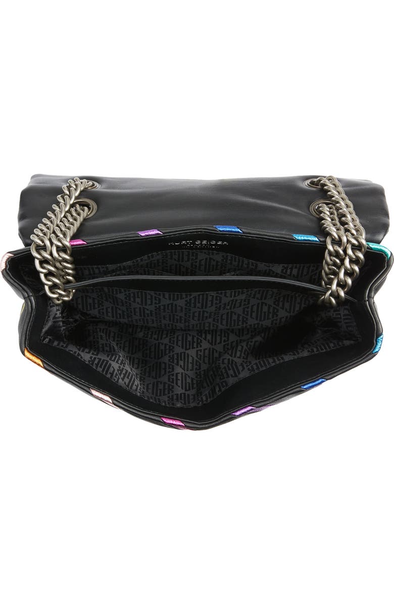 Kurt Geiger London Large Kensington Rainbow Stripe Leather Shoulder Bag, Alternate, color,