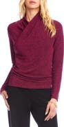 Karen Kane Metallic Knit Crossover Neck Top