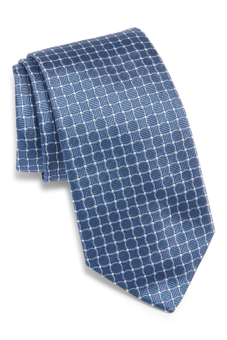 Geometric Silk Tie, Main, color, BLUE