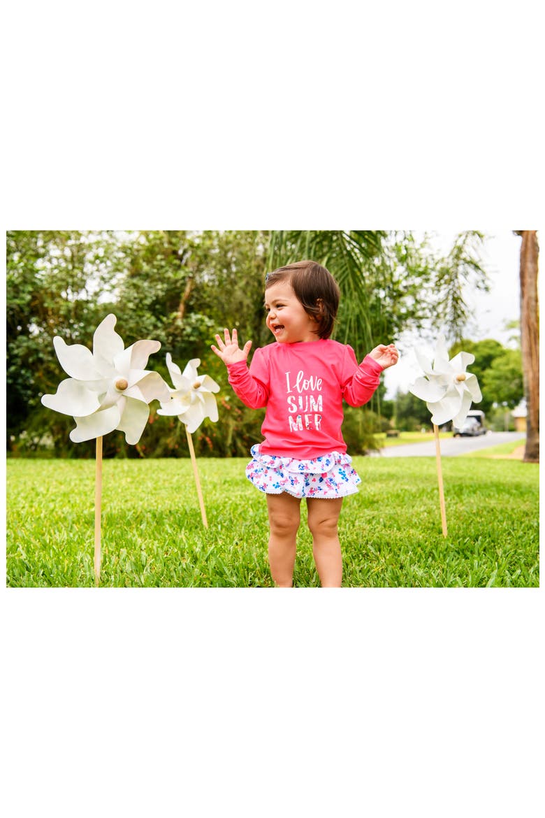 Pretty Petals Ruffle Two-Piece Rashguard Swimsuit, Alternate, color, PINK