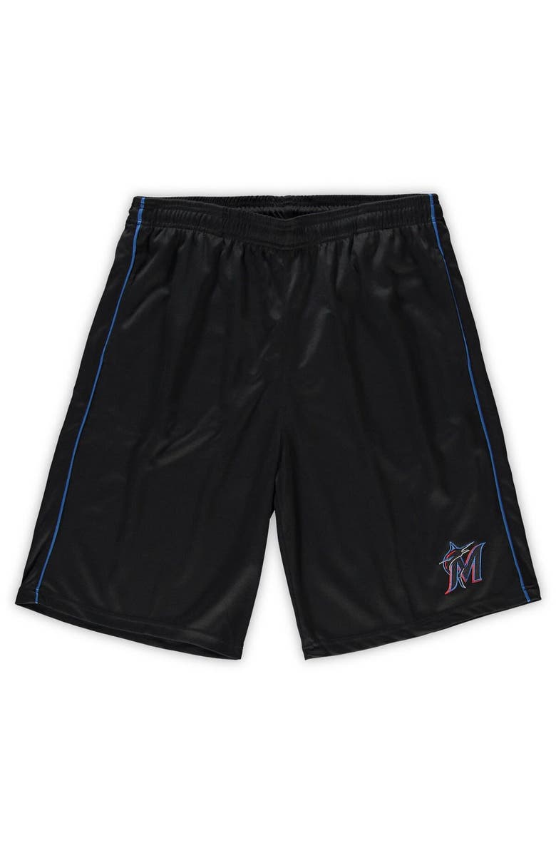 PROFILE Men's Black Miami Marlins Big & Tall Mesh Shorts, Alternate, color,
