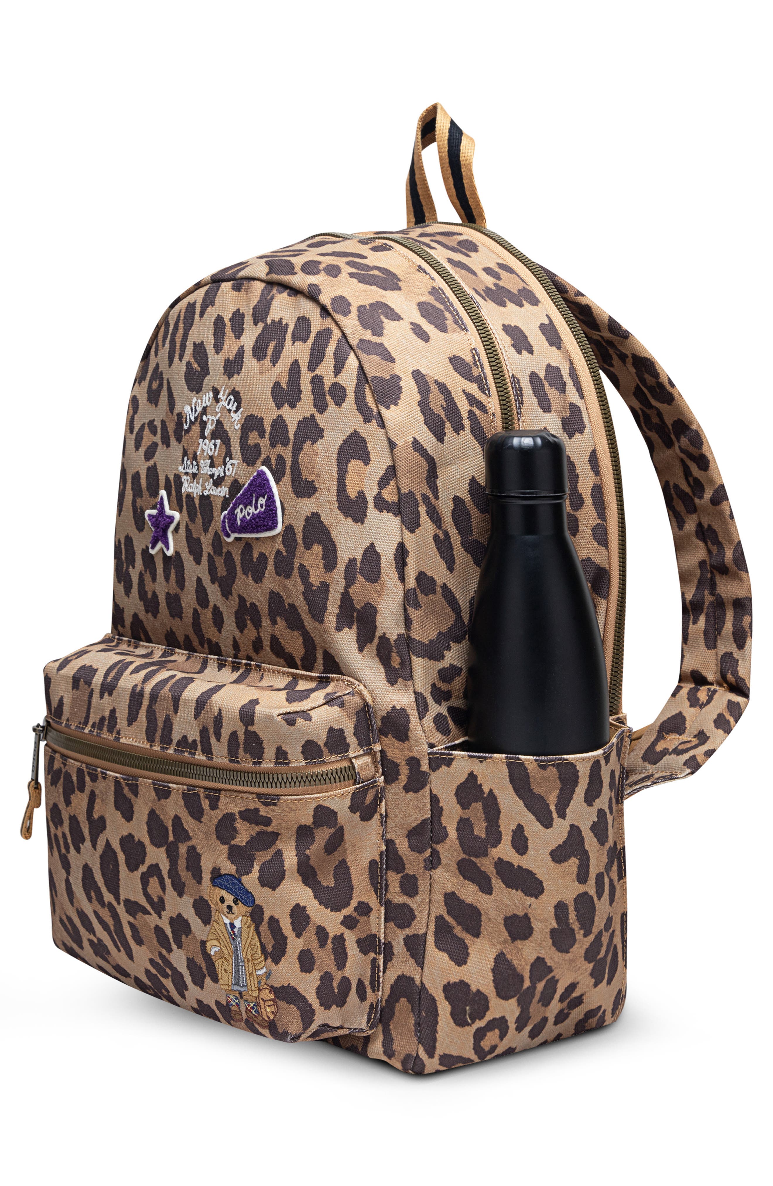 Kids' Varsity Leopard Print Backpack, Alternate, color, APPLE CINNAMON
