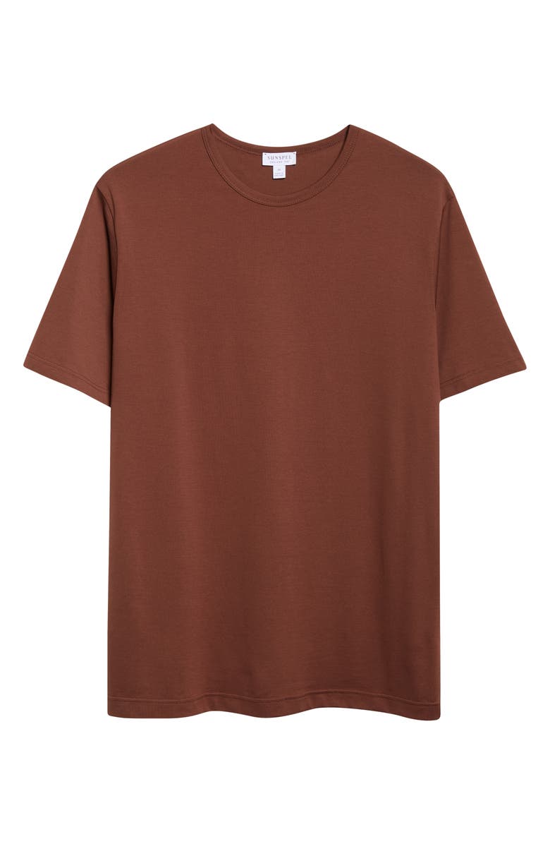 Sunspel Cotton Crewneck T-Shirt, Alternate, color, Conker Brown