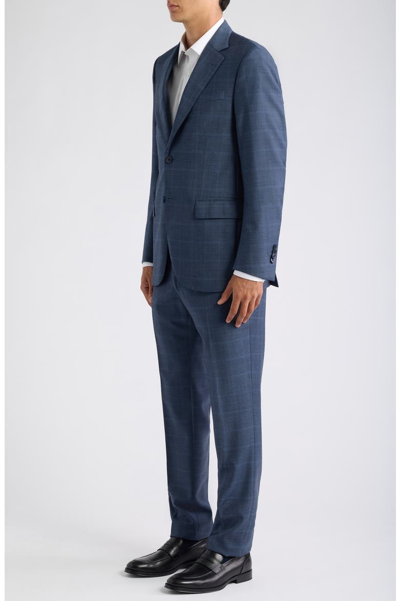 Flynn Classic Fit Blue Mélange Windowpane Check Wool Suit, Alternate, color, MEDIUM BLUE
