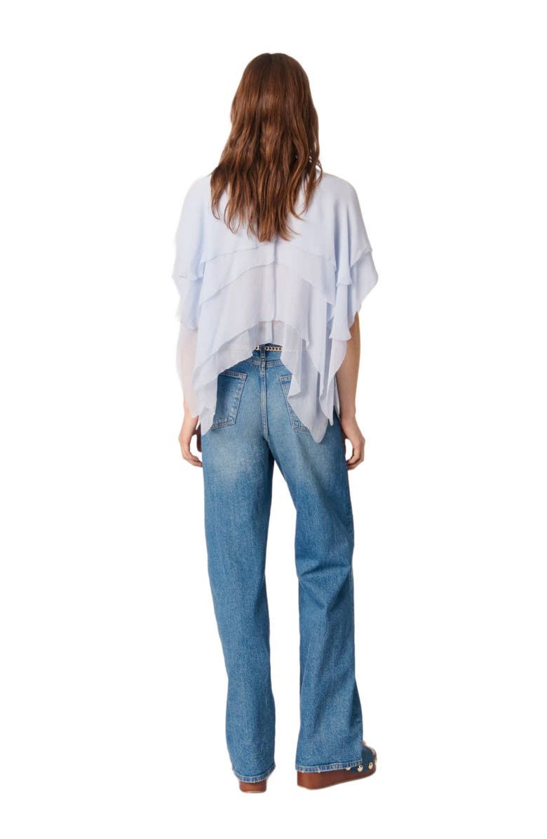 maje Ruffled chiffon top, Alternate, color,